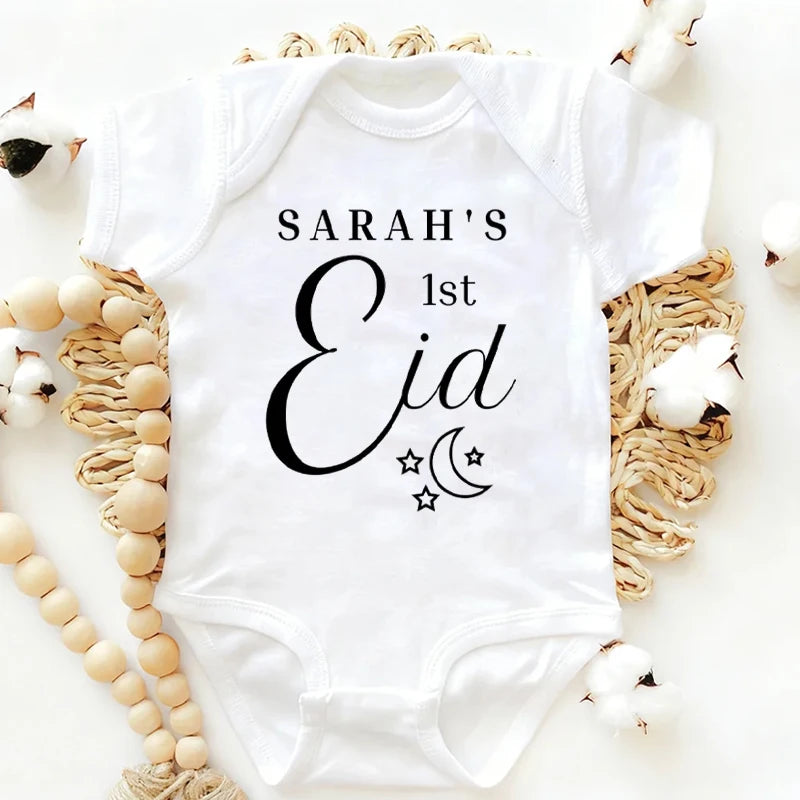 My First Eid Personalized Newborn Bodysuit | Custom Name Baby Gift Personalized Baby Bodysuit Peaceful Pleasures Health and Wellness