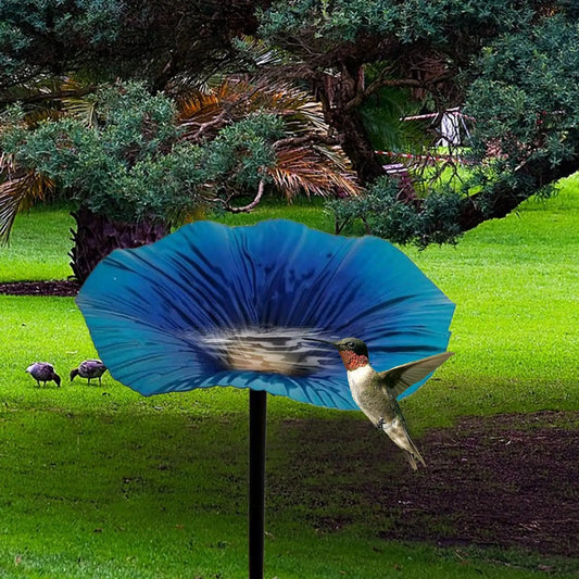 Flower Metal Bird Bath with Garden Stake & Removable Bowl Garden Bird Bath Peaceful Pleasures Health and Wellness