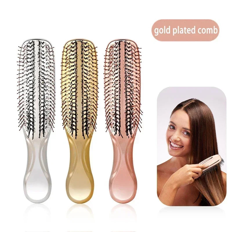 New Scalp Cleaning Electroplating Massage Comb Household Gold-plated Comb Dry And Wet Dual-use Electroplating Hairdressing Comb Peaceful Pleasures Health and Wellness