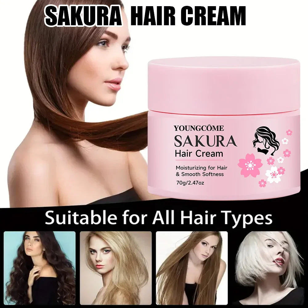Sakura Hair Cream – Keratin & Argan Oil | Frizz Control & UV Care