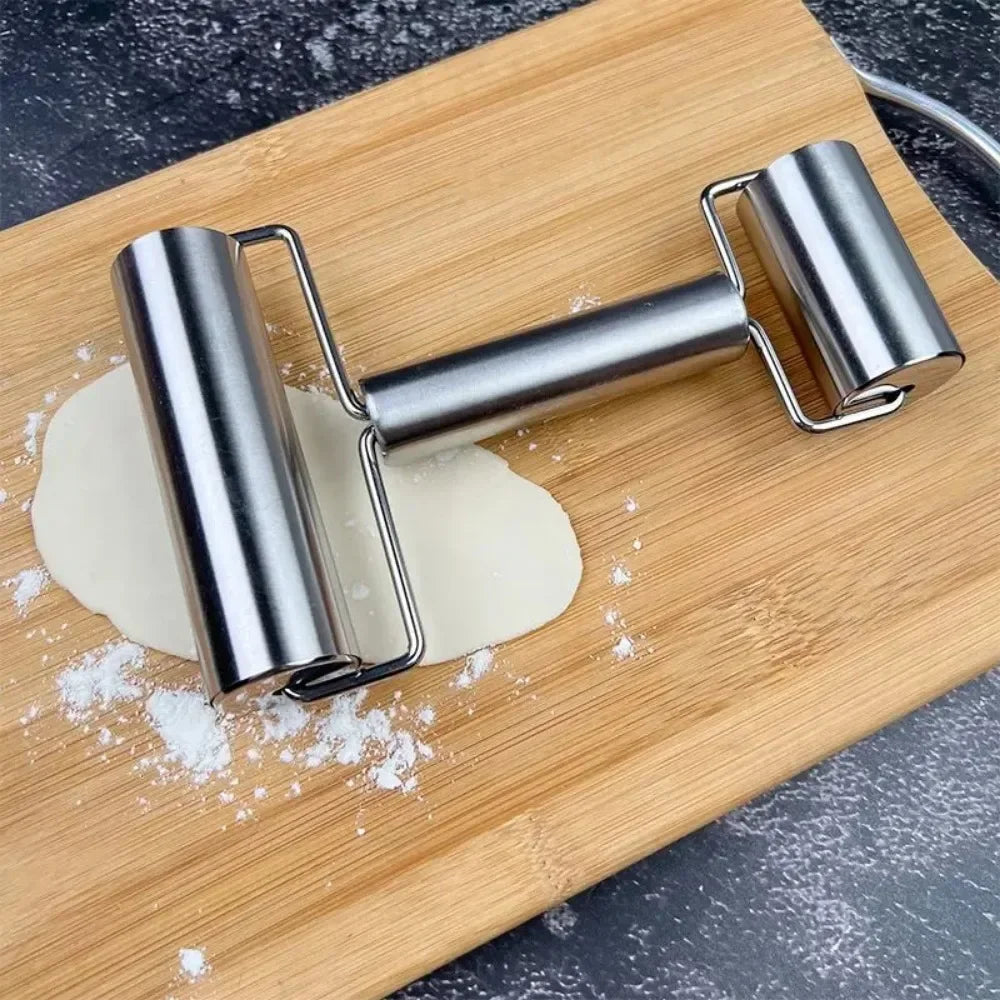 Stainless Steel Dough Roller Two-sided kitchen Nonstick Rolling Pin Home Baking Tools For Fondant Pie Crust Cookie Pastry Pizza Peaceful Pleasures Health and Wellness