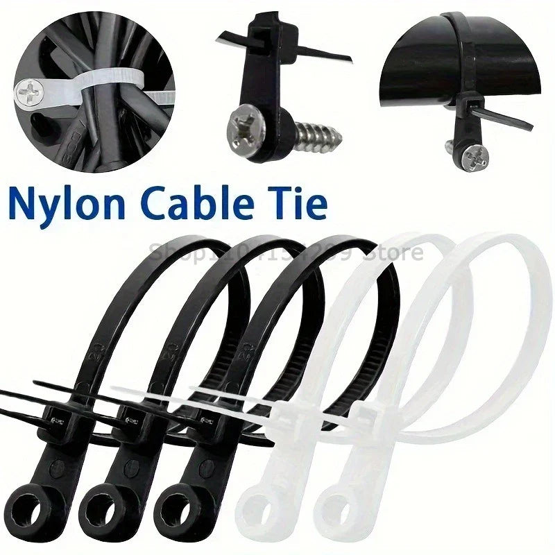 Screw Hole Nylon Cable Ties – Reusable Self-Locking 100–1000 PCS