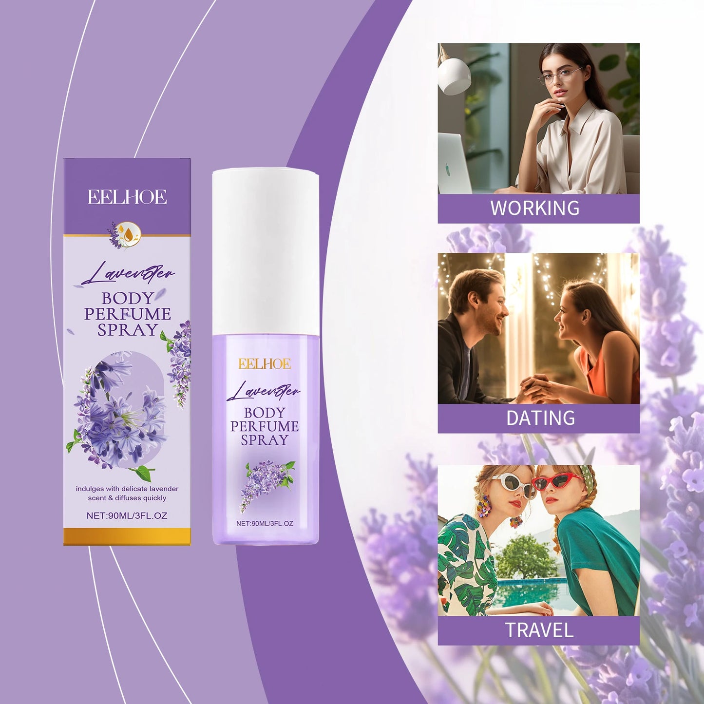 EELHOE Lavender Aromatherapy Body Spray – Lasting Floral Mist