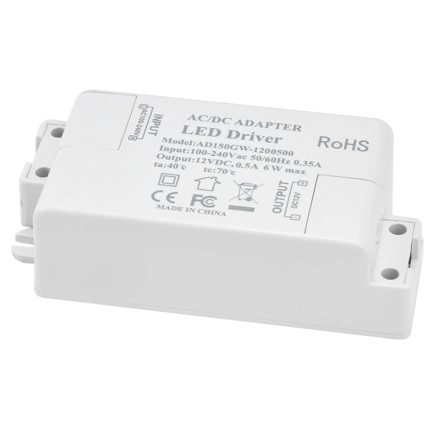 LED LED Power Driver Waterproof Input AC100‑240V 0.35A Portable Output DC12V 0.5A 6W for Home for Bathroom Peaceful Pleasures Health and Wellness