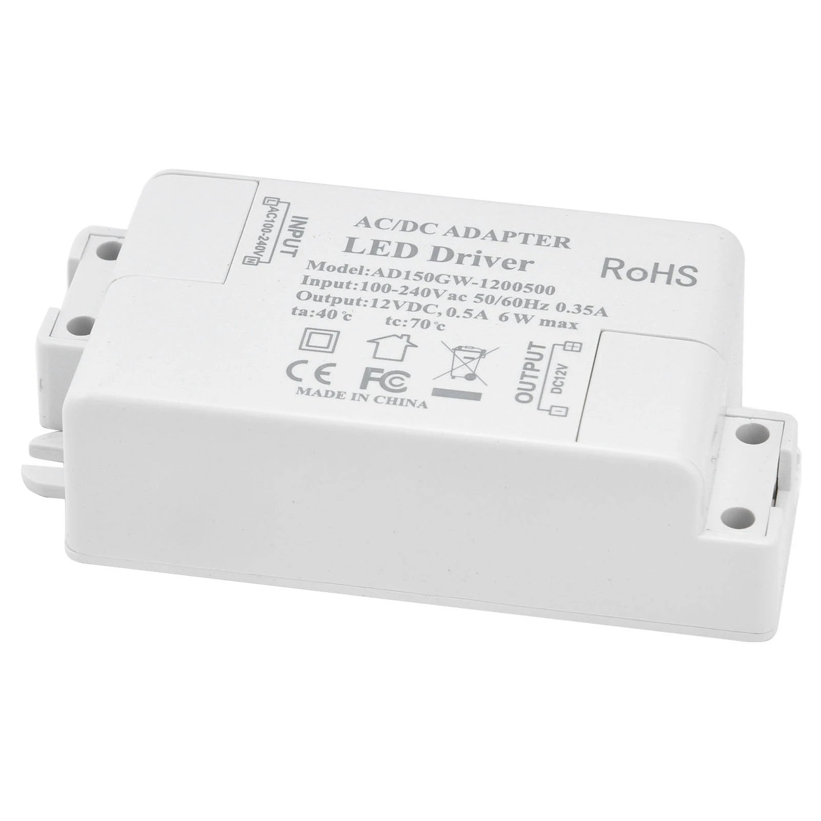 LED LED Power Driver Waterproof Input AC100‑240V 0.35A Portable Output DC12V 0.5A 6W for Home for Bathroom Peaceful Pleasures Health and Wellness