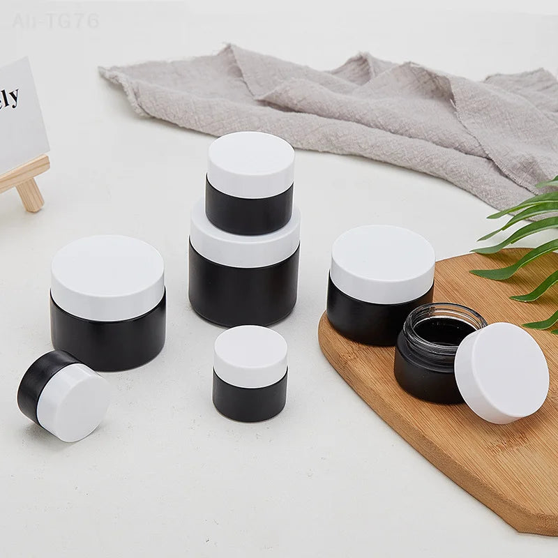 Black Glass Cream Jars – Empty Cosmetic Containers 10/30/60g