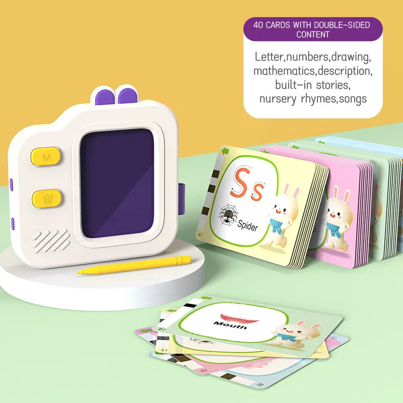 Children Puzzle Learning Machine English Enlightenment Children Song Recognition Character Recognition Cards Insertion Machine Peaceful Pleasures Health and Wellness purple cards 40pcs