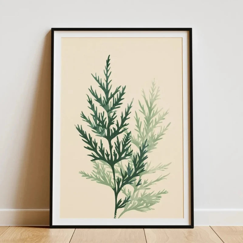 Minimalist Bamboo Tropical Leaf Botanical Canvas Wall Art Print