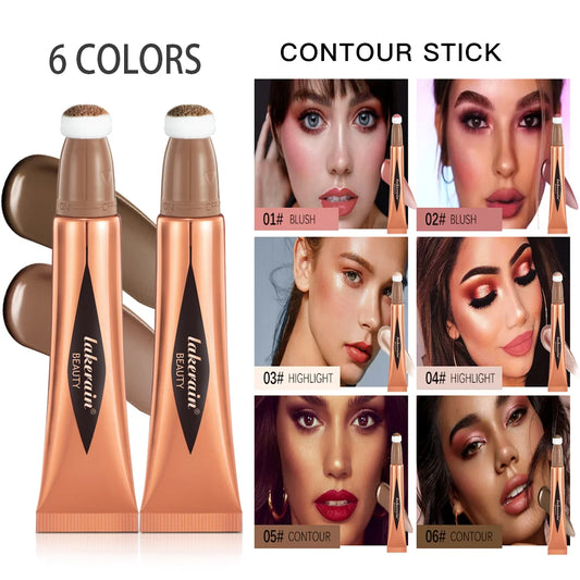 New Cream Bronzer Contour Blusher Beauty Wand Highlighter Blush With Cushion Liquid Face Bronzer Wand Stick Applicator Makeup Peaceful Pleasures Health and Wellness