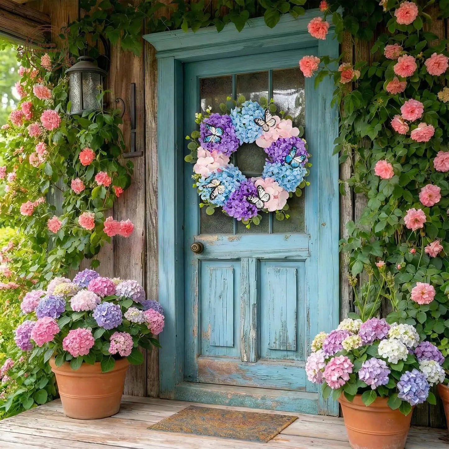 18" Purple Butterfly Spring Wreath – Indoor & Outdoor Floral Decor