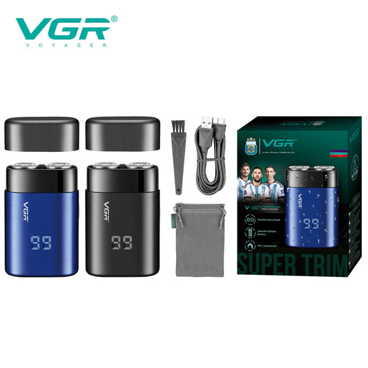 VGR 347 Men's Convenient Shaver Sharp Double Blade Deep Cleaning Shaver LCD Intelligent Digital Display USB Charging Hair Trimme Peaceful Pleasures Health and Wellness