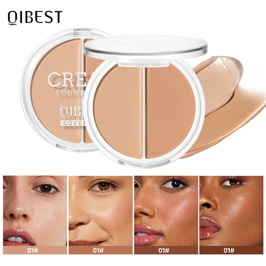 QIBEST Cream Foundation High Coverage Concealer Cover Anti Dark Circle Freckle Long Lasting Waterproof BB Cream Face Makeup Base Peaceful Pleasures Health and Wellness