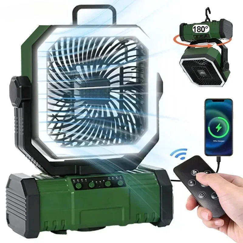 RTONTR Portable Camping Fan | Remote, Silent & Phone Charging