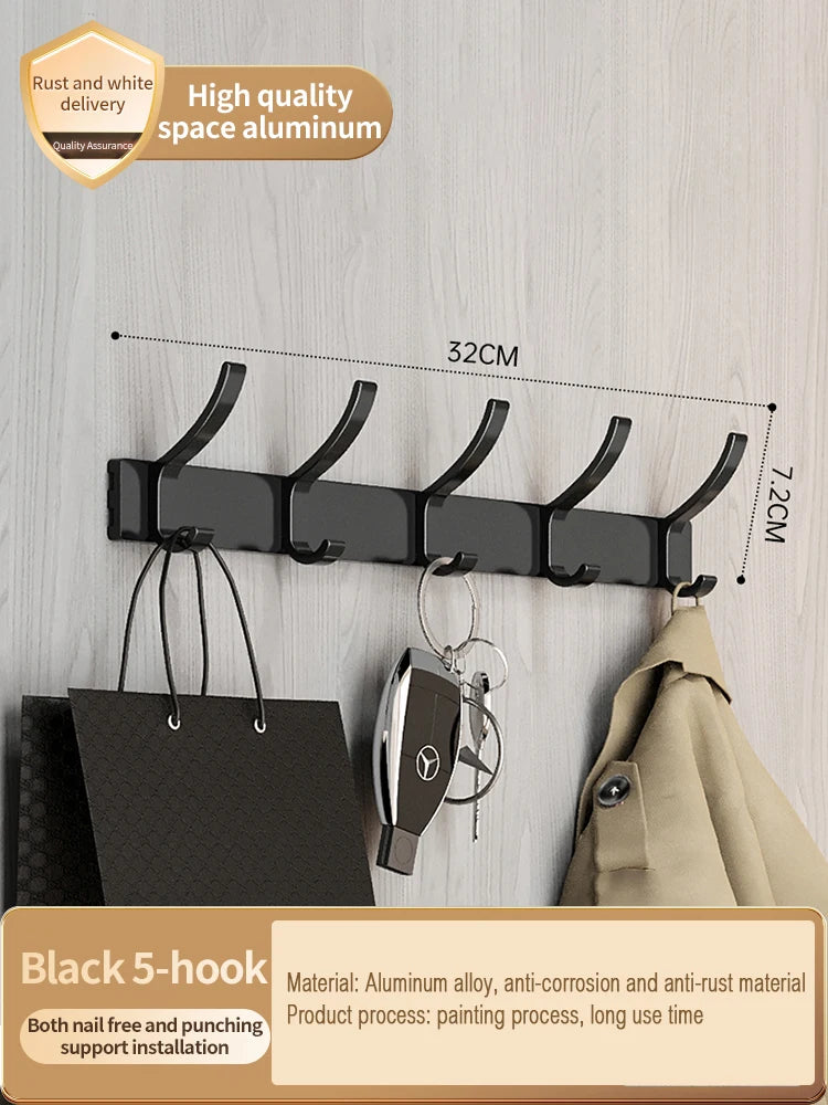 YUNJIEYA 6-Hook Aluminum Wall Hook | Robe & Door Hanger