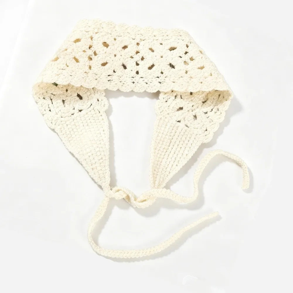 Boho Crochet Knit Headband – Handmade Hair Scarf for Women