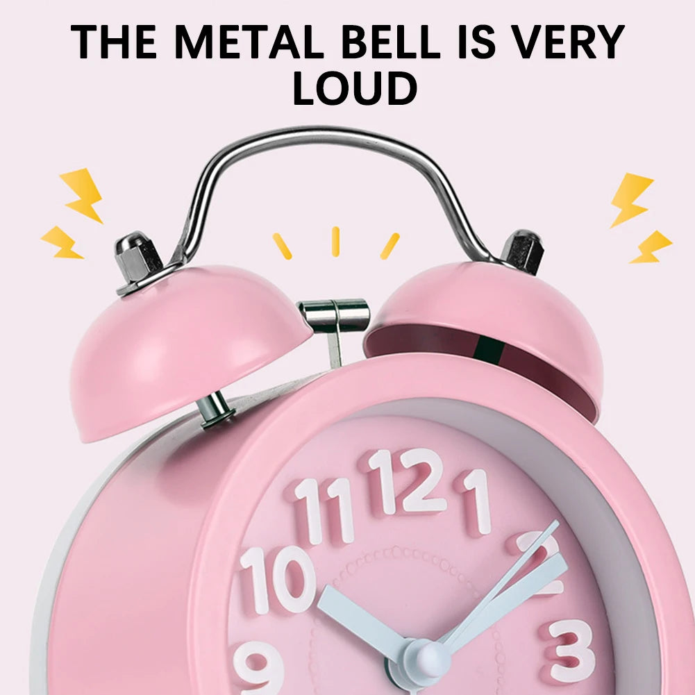 Retro Alarm Clock For Bedside,Stereoscopic Digital Creative Convex Textual Texture Fashionable Metal Silent Night Light Clock Peaceful Pleasures Health and Wellness