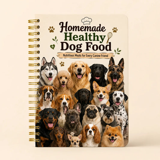 Homemade Dog Food Recipe Book A5 Spiral Notebook Multi Breed Feeding Peaceful Pleasures Health and Wellness 1Pcs