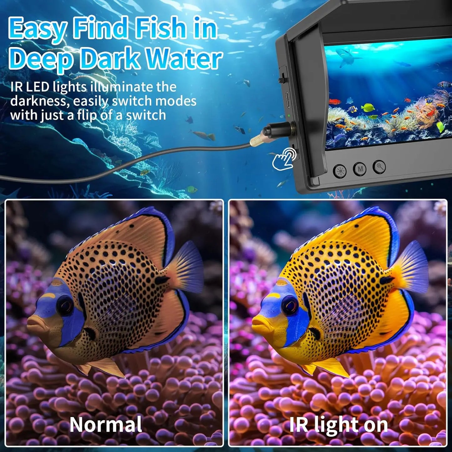 1080P Underwater Fishing Camera – Night Vision, 4.3" LCD, IP68