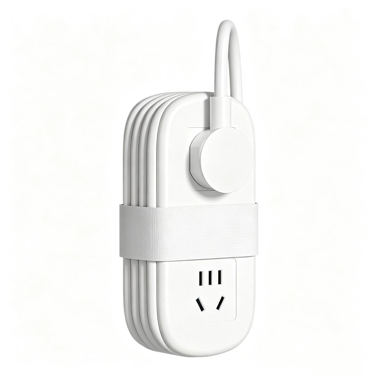 250V-10A Universal Electrical Power Strip With Storage Straps Portable Travel Adapter Fast Charging Station for Home/Travel Peaceful Pleasures Health and Wellness White