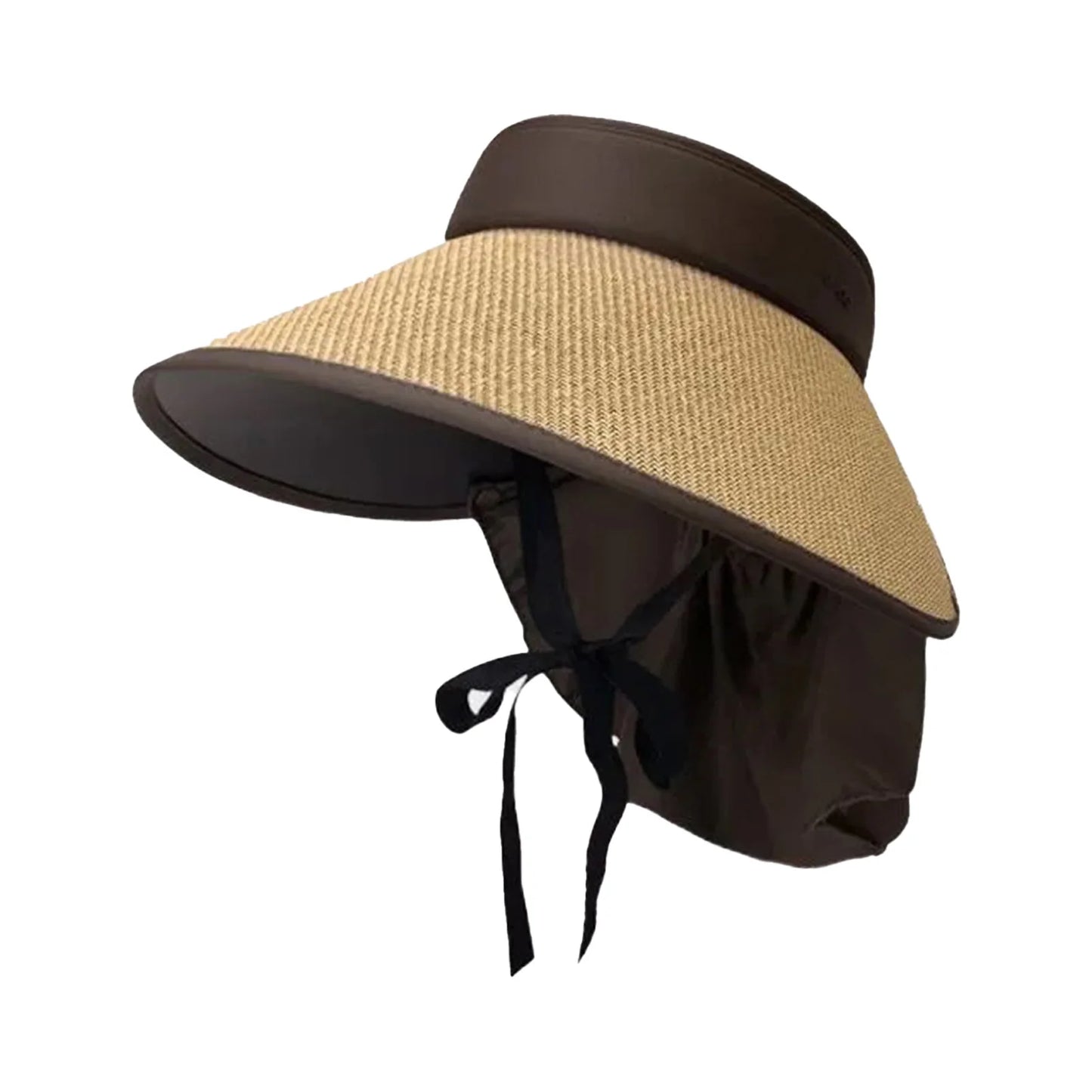 Straw Visor Hats for Women Wide Brim Summer UV Protection Ponytail Hat for Summer Spring Fall Beach Peaceful Pleasures Health and Wellness Khaki