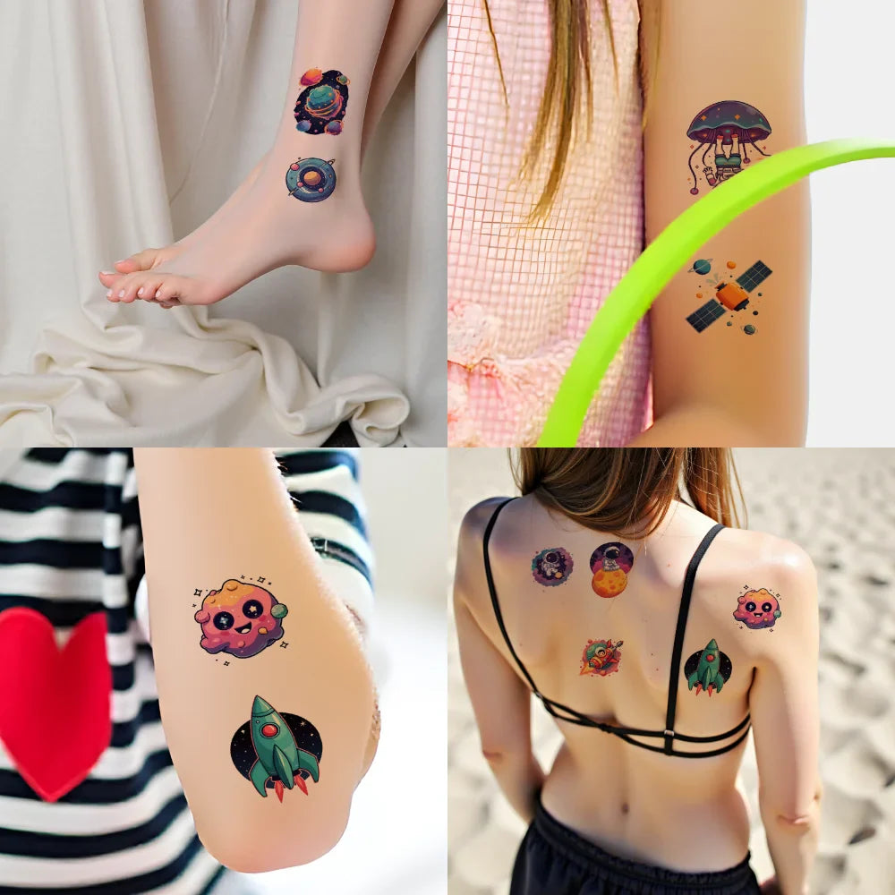54pcs Space Astronaut Temporary Tattoo Stickers – Kids & Adults