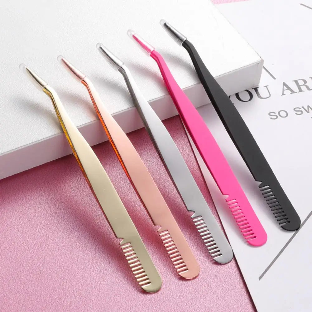 Stainless Steel Eyelash Extension Tweezers – Curved & Straight