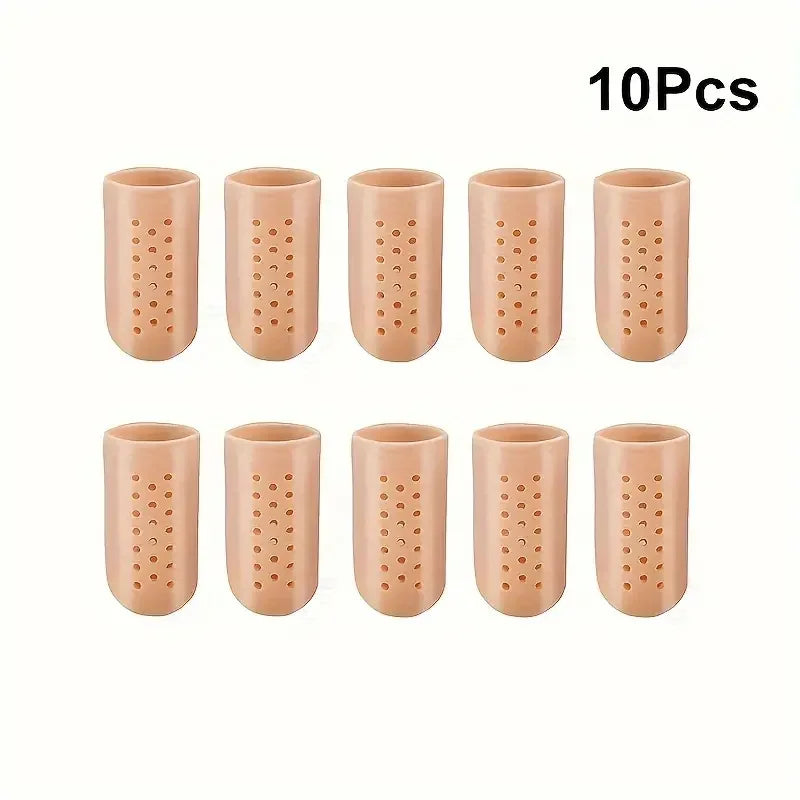 10pcs Finger Protector With Holes Anti Wear Protective Gear Silicone Toe Protection Cover,Breathable, Soft Finger Protector Peaceful Pleasures Health and Wellness Skin