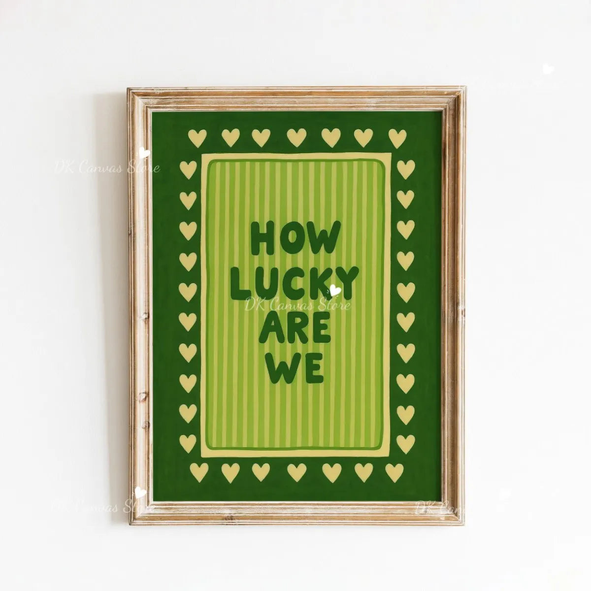 "How Lucky Are We" Quote Canvas Print Poster Modern Heart Stripe Art Prints Bedroom Living Room Wall Art Home Decor Poster Peaceful Pleasures Health and Wellness