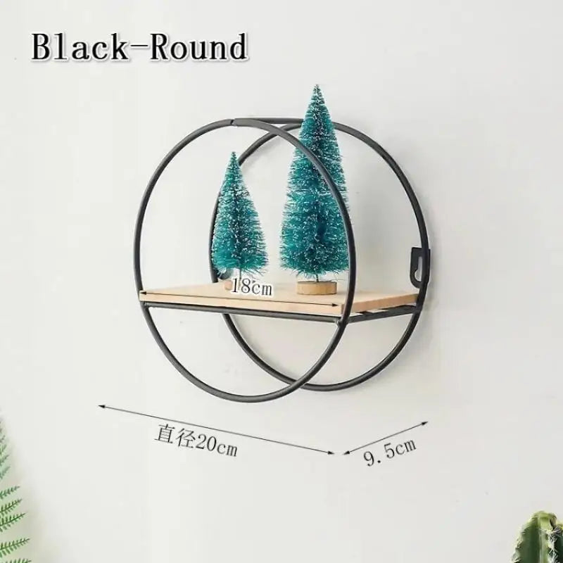 Black Gold Nordic Wall Shelf Metal Iron Storage Rack Multi Shape DIY