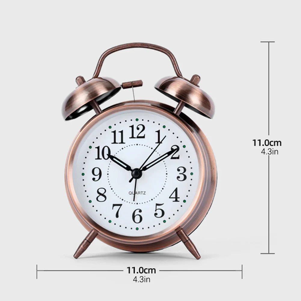 Vintage Twin-Bell Alarm Clock | Silent Sweep & Night Light