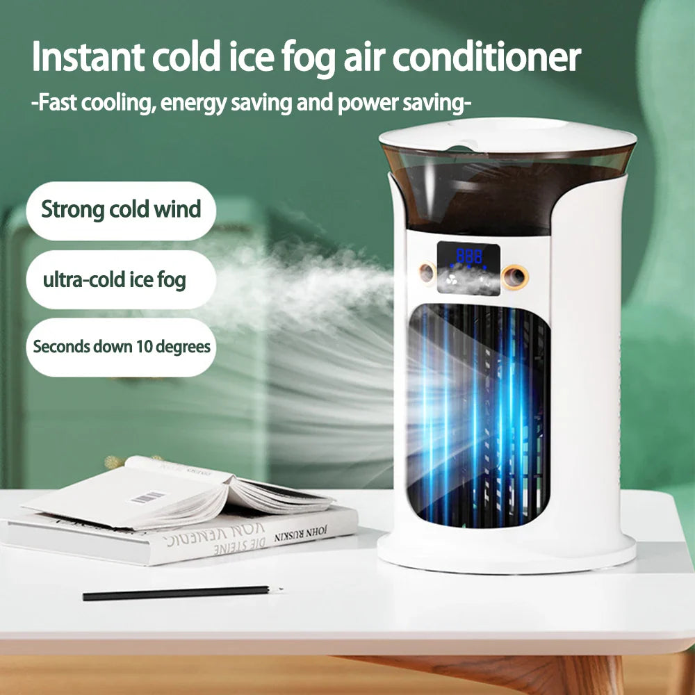 USB Mini Air Cooler Fan | Misting, Humidifier & Night Light