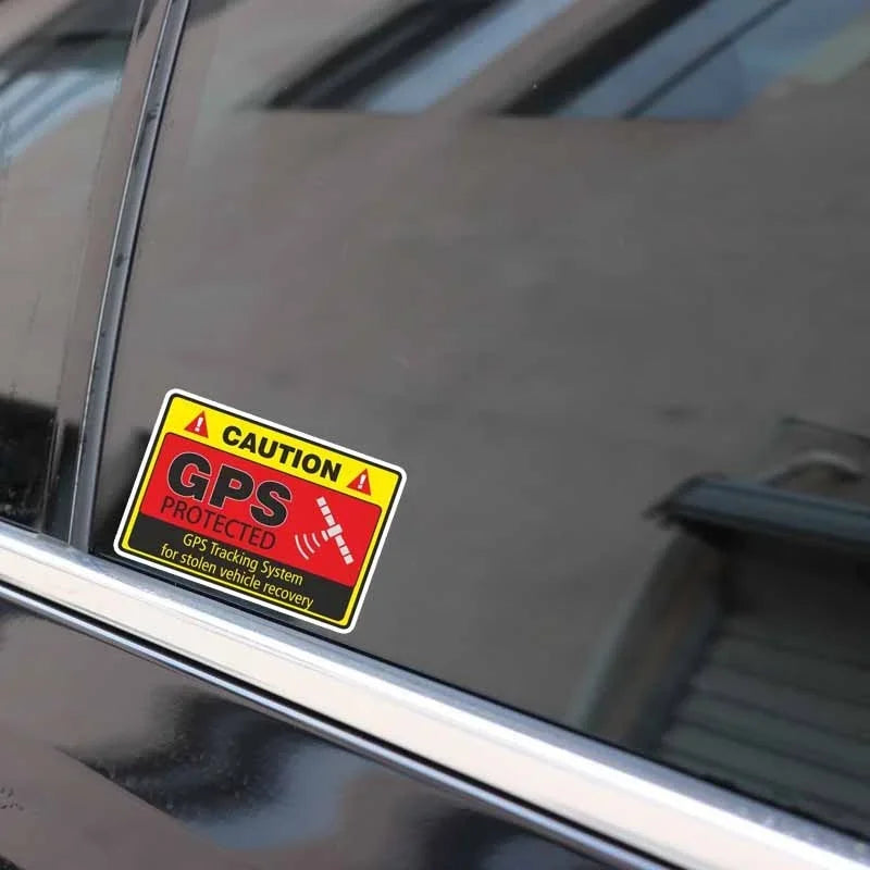 4PCs 7.3CM*4.8CM Warning Car Sticker Caution GPS Tracking System Protected Decal Car Window Bumper Stickers Peaceful Pleasures Health and Wellness
