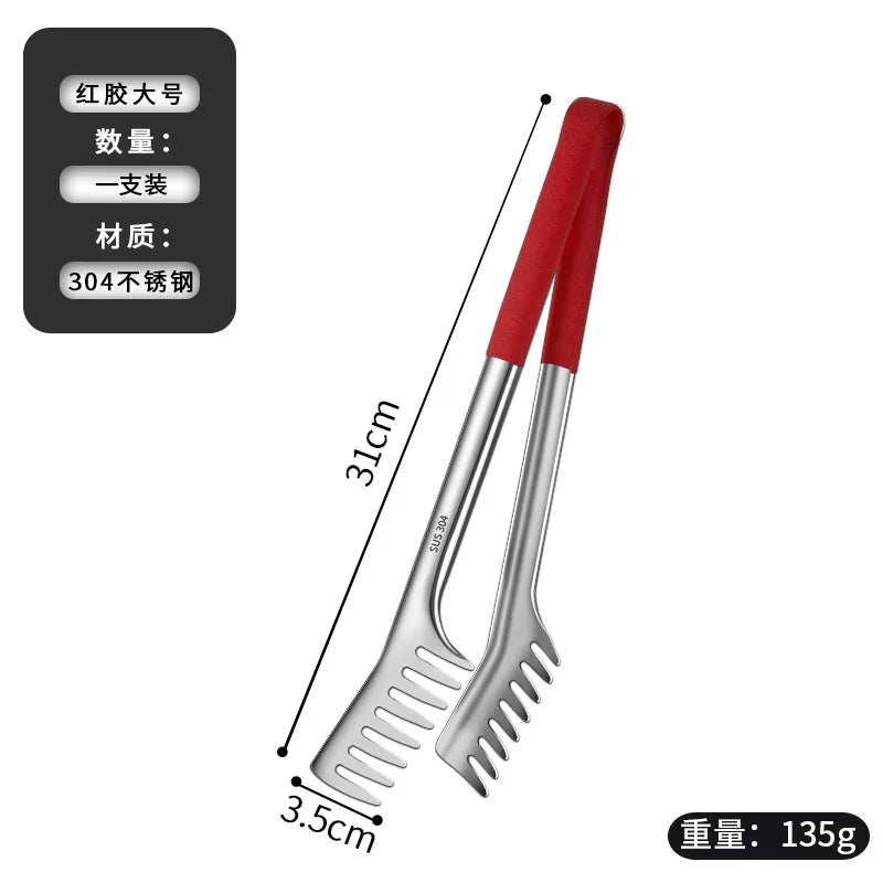 Multi Purpose Food Clips Stainless Steel Cooking Food Serving Tongs Noodle Beef steak Tong Extended Anti scald Cooking Utensils Peaceful Pleasures Health and Wellness