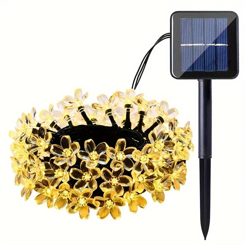 Solar Sakura String Lights 6.5M 30 LED Outdoor Waterproof Garden