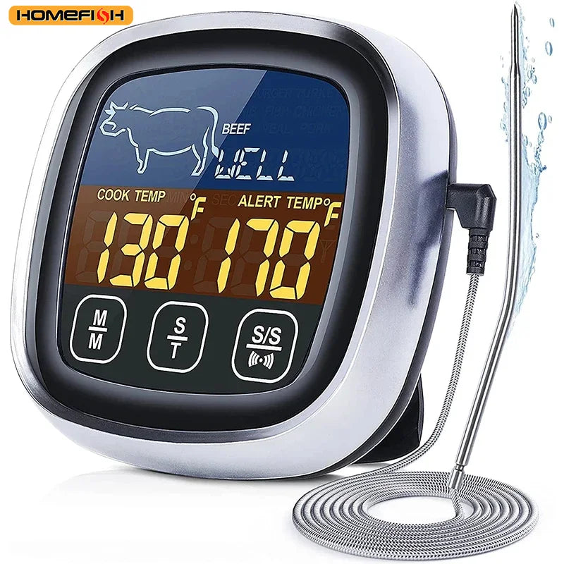 HOMEFISH Digital Meat Kitchen Thermometer Stainless Waterproof Meat Temperature Thermometre Probe Oven Cooking BBQ Peaceful Pleasures Health and Wellness