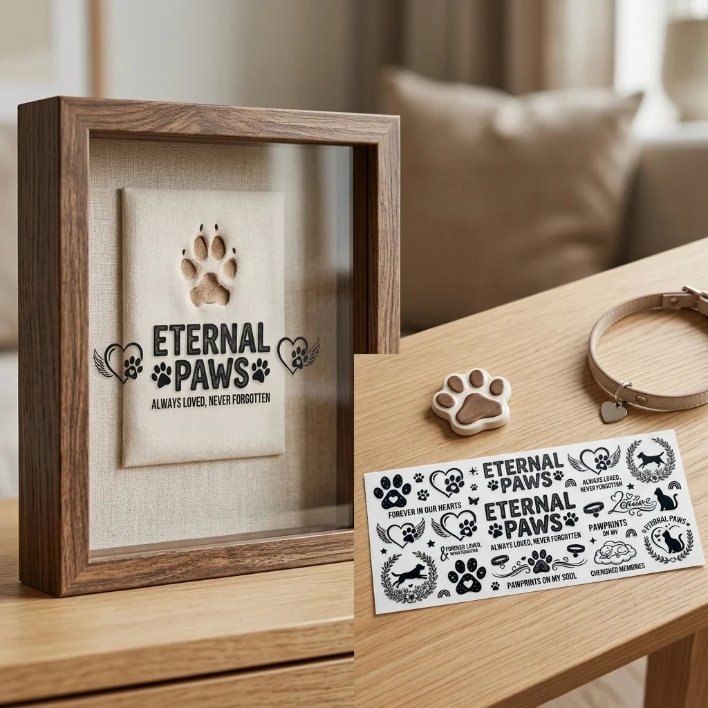 Pet Memorial UV Transfer Stickers | Paw Print Waterproof Decals