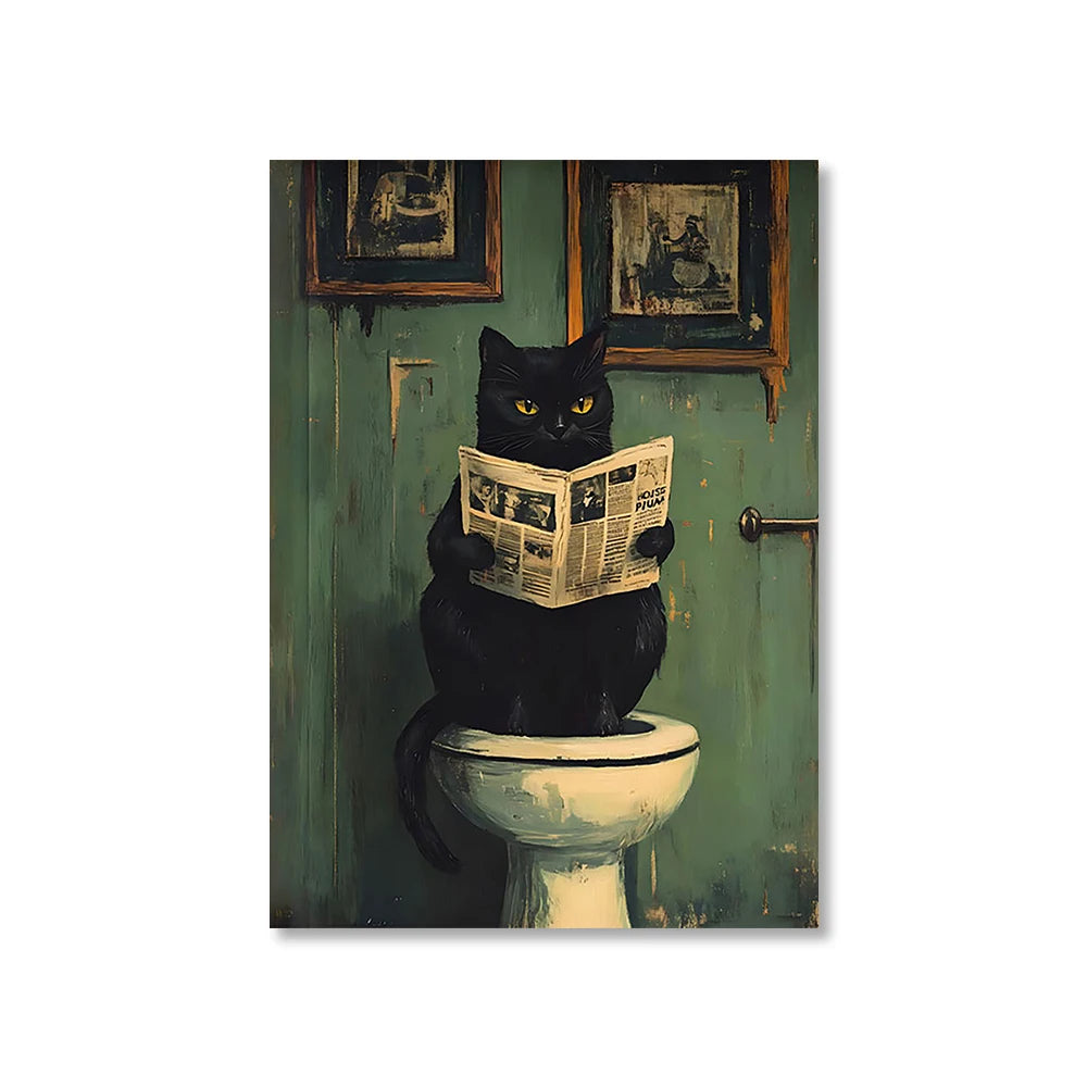 Funny Animal Toilet Canvas Wall Art | Bathroom Décor Poster