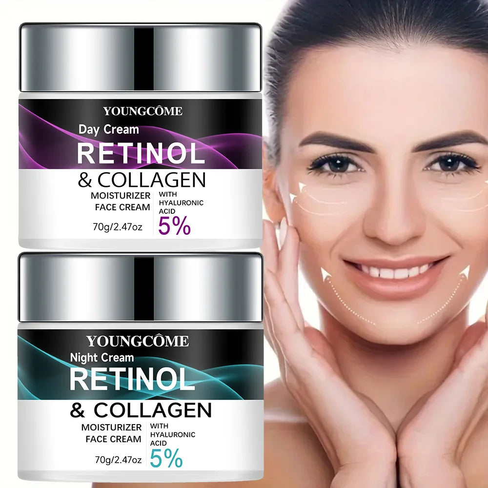 Retinol & Collagen Day Night Moisturizer with Hyaluronic Acid - Hydrating Face Cream for Tender Skin | All Skin Types Organic Fo Peaceful Pleasures Health and Wellness