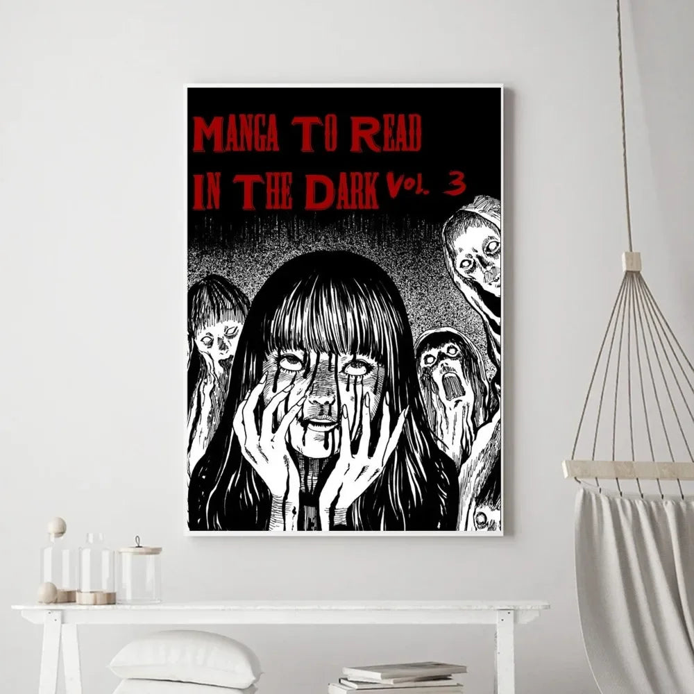 Junji Ito Horror Anime Canvas Poster | Dark Aesthetic Wall Art