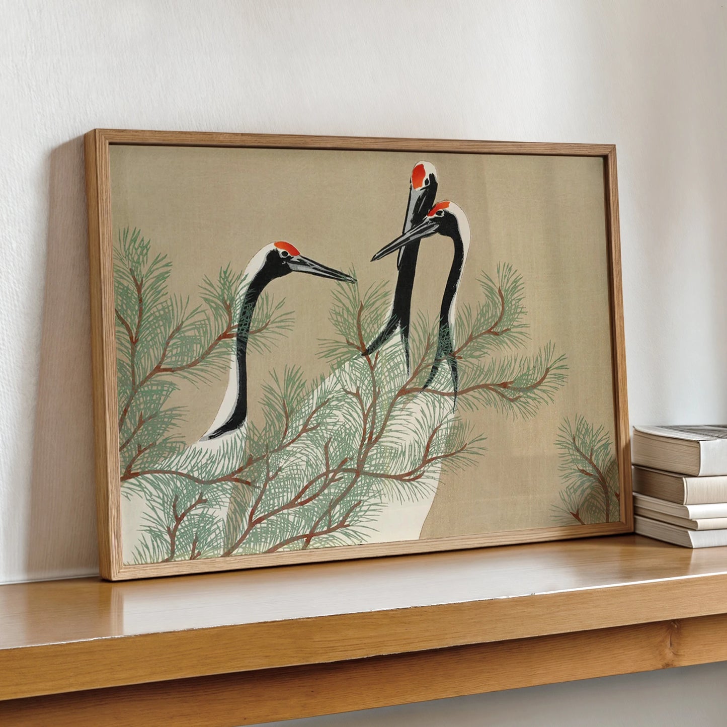 Minimalist Japanese Crane Canvas Wall Art Print | Home Decor