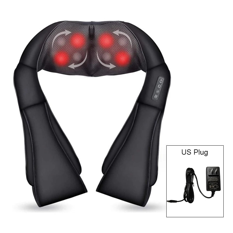 Shiatsu Neck and Shoulder Massager Heated Back Massager U Shape Deep Kneading Electric Massage Pillow For Neck Waist Leg Body Peaceful Pleasures Health and Wellness