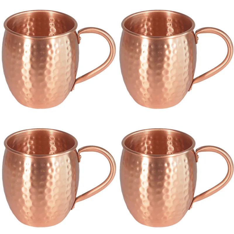100% Copper Moscow Mule Mug Durable Coppery Beer Mugs 350ml Coffee Mug Milk Cup Pure Copper Bar Cup Drinkware Peaceful Pleasures Health and Wellness Solid Copper Cup-4PC 350ml
