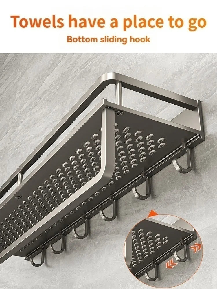 Aluminum Wall-Mounted Shelf | Spice & Bathroom Organizer Rack