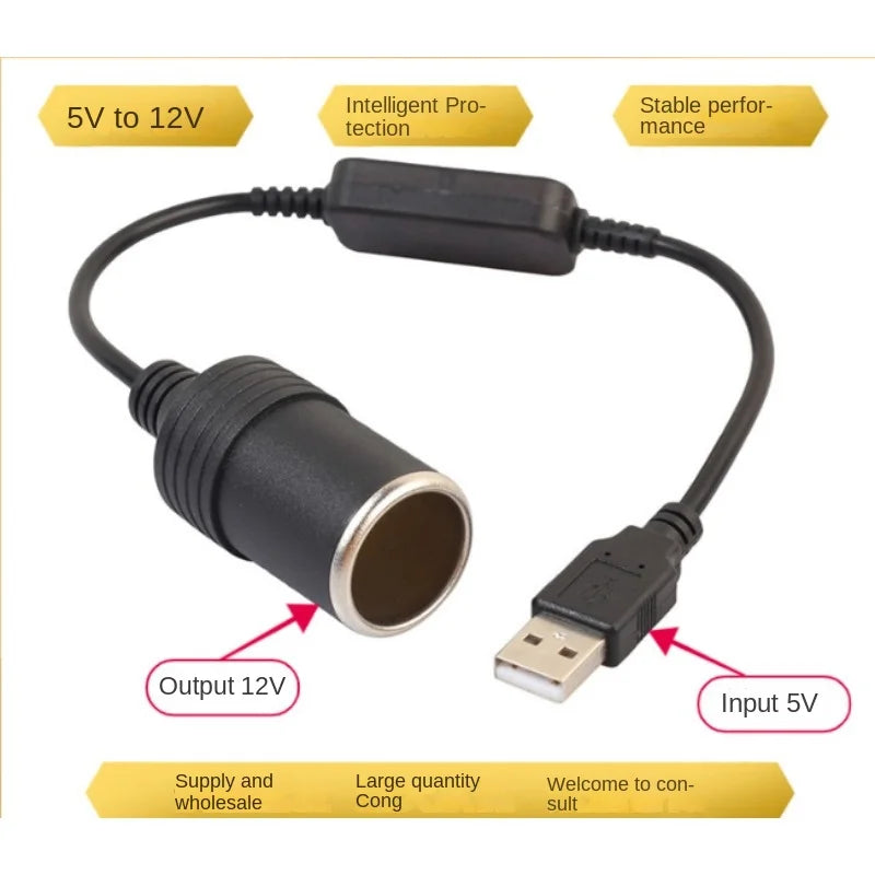 1pc 5V 2A USB To 12V Cigarette Lighter Socket USB Male to Female Cigarette Lighter Adapter Converter Car Electronics Accessories Peaceful Pleasures Health and Wellness