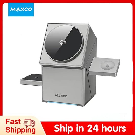 Qi2 3 in 1 Wireless Charger with Auto-Rotating Magic Cube Dock for IPhone 16/15/14 Pro Max, AirPods and IWatch Fast Charging Peaceful Pleasures Health and Wellness