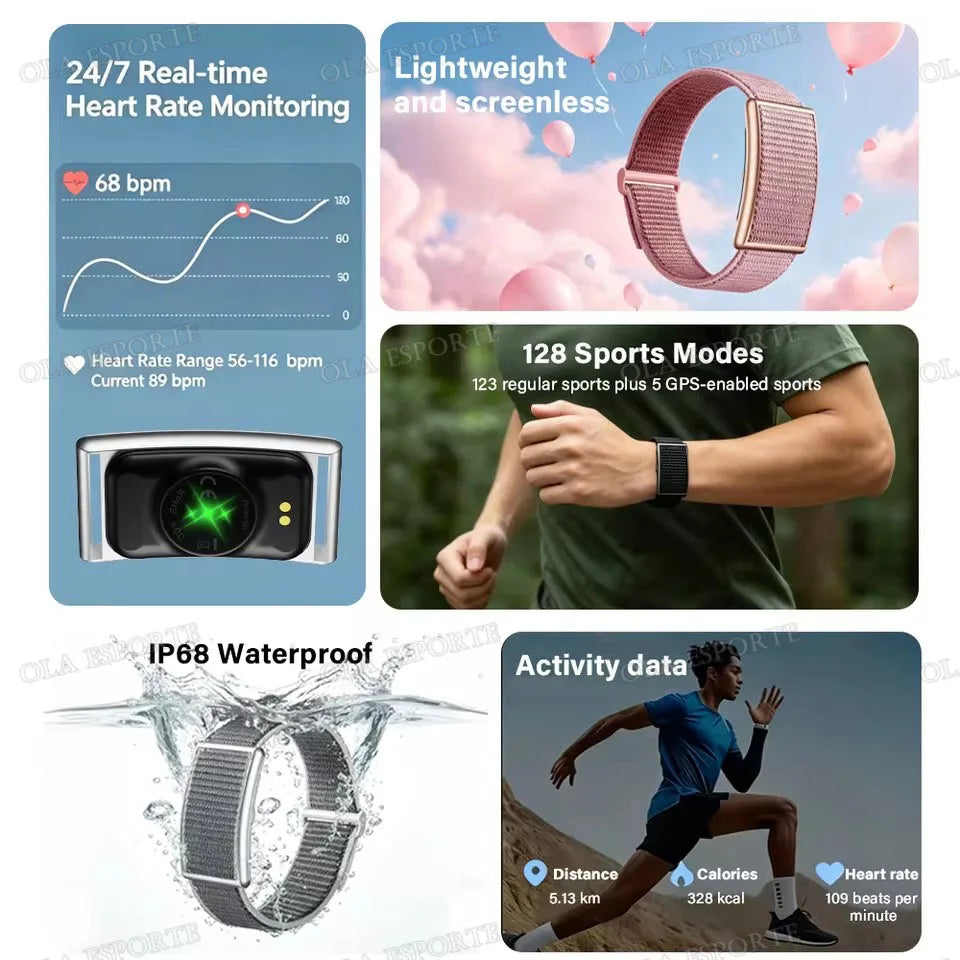 2026 No Screen Smartwatch Men Running Trajectory Ultra Light Bracelet Blood Oxygen Heart Rate 24H Health Sport Smart bracelet Peaceful Pleasures Health and Wellness