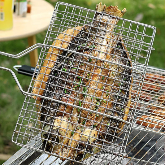 Large Folding BBQ Grill Basket with Removable Handle BBQ Grill Basket Peaceful Pleasures Health and Wellness