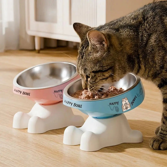Elevated Stainless Steel Cat Bowl | Non-Slip Anti-Tip Base Elevated Pet Bowl Oasis Select