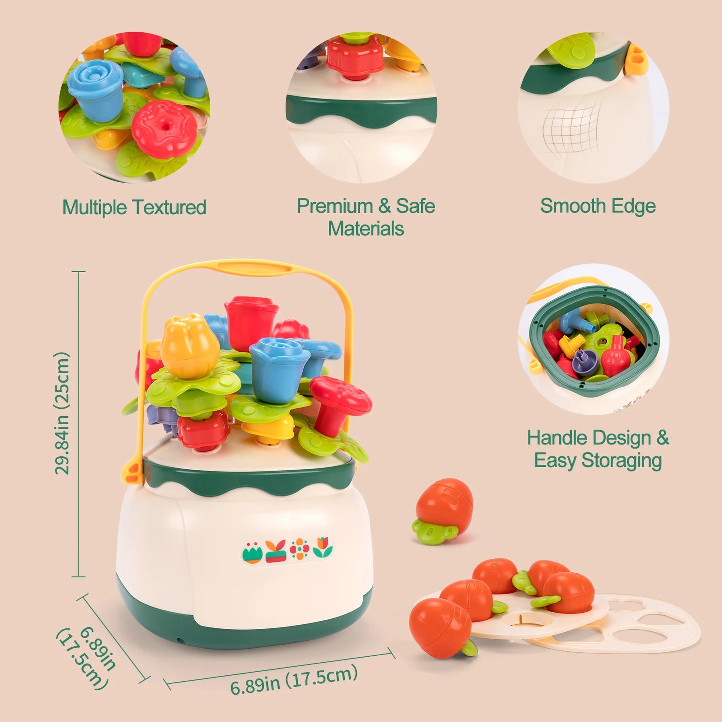4in1 Baby Montessori Toy Toddler Shape Sorting Blocks Training Beads