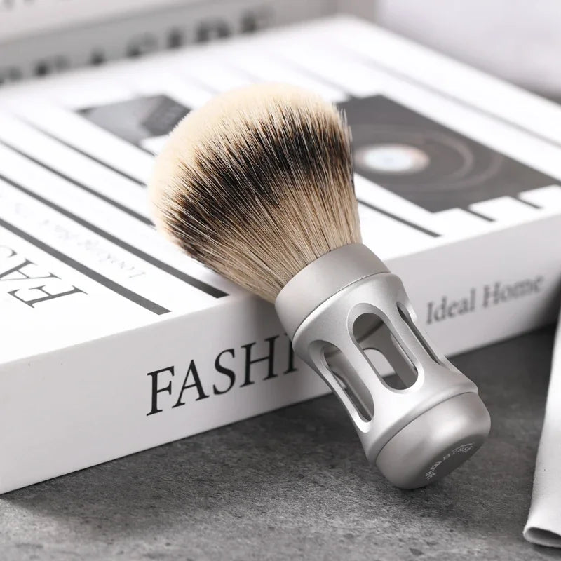 2026 Yaqi Bandstand Men's Shaving Brush 24mm Matte Chrome Metal Handle Silvertip Badger Hair Lightweight Knot Diameter Peaceful Pleasures Health and Wellness